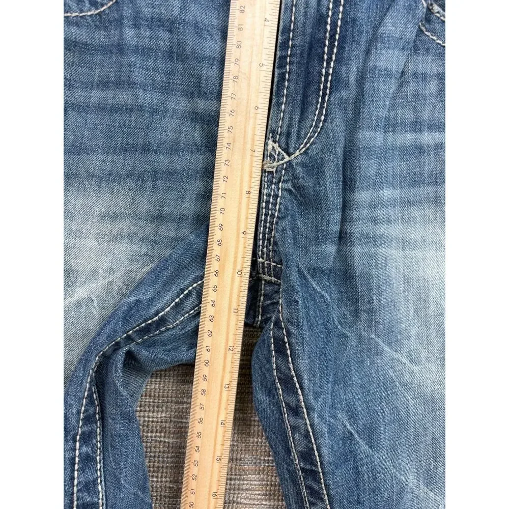 Aeropostale Driggs Slim Bootcut Jeans Mens 30x30 Blue Distressed Medium Wash